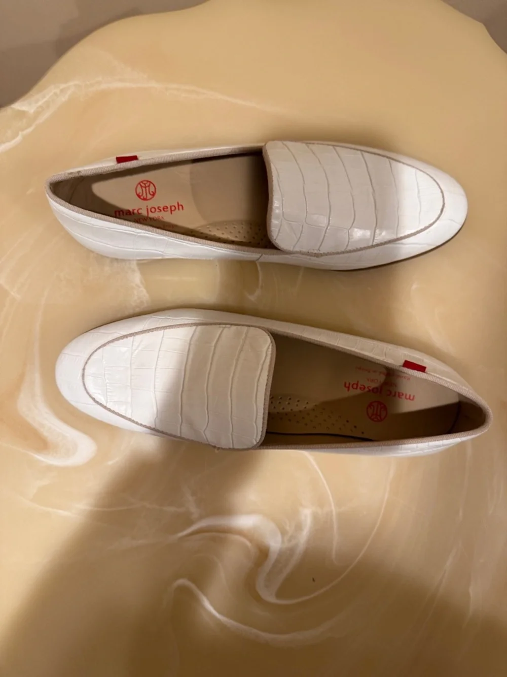 MARC JOSEPH NEW YORK Women 8 White Croc Leather Loafers Flats Handcrafted Brazil - Picture 4 of 9